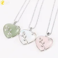 CSJA Bohemian Style Women Jewellery Love Heart Gem Stone Necklaces 5 Colors Natural Stone Charms Pendant Fashion Collection Jewelry E073 B
