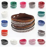 Europe and the explosion of long leather hand jewelry flannelette woven leather bracelet drilling multi winding