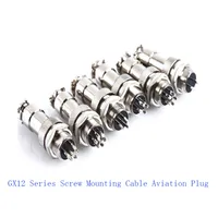 10Sets 12mm Male+Female 20PCS Aviation Connector Plug GX12-2PIN 3PIN 4PIN To 7PIN Screw Mounting Cable Panel Connector Free Shipping