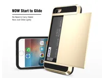 Funda para iPhone 7 / 7Plus Armor Slide Espaciosa caja de tarjeta de crédito Luxury Slim Hybrid Wallet Phone Case PC contraportada