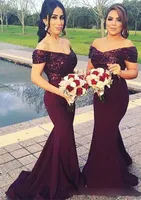 Goedkope Bourgondië Bruidsmeisjes Jurken 2020 Afrikaanse Sexy Sexy Sexy Kant Chiffon Maid of Honorjurken Vestidos Mujer