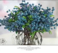 도매 - 10pcs 장식 블루 베리 과일 베리 인공 꽃 실크 꽃 결혼식 홈 장식 인공 식물에 대 한 과일