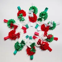 infant baby headbands head bands Christmas style shabby flower bowknot 10 similar designs mix up Christmas headbands for kids 0-3 years