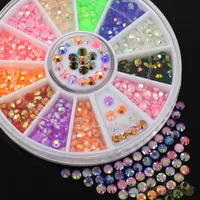 Hurtownia - Kolorowe fluorescencyjne 3d akrylowe błyskotki DIY Naklejka Nail Art Page Stickers Wheel 4xHO