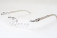maneira direta, alta óculos de qualidade, quadro Spectacle, T3524012, branco chifre de rinoceronte naturais, óculos de diamantes quadrados, 58-18-140mm