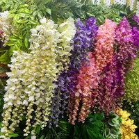 110cm Wisteria Bröllopsinredning 6 färger Konstgjorda dekorativa blommor Garlands för festbröllop Hem för gratis frakt