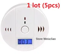 5pcs 1 lot With Batteries CO Carbon Monoxide Alarm Detector Poisoning Gas Smoke Sensor Home Use Easy To Install Sound LCD Free Shipping