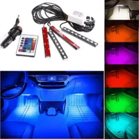 20 세트 12V 유연한 자동차 스타일링 RGB LED 스트립 라이트 분위기 장식 램프 자동차 인테리어 네온 빛 컨트롤러 담배 라이터