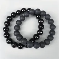 Braccialetto di perle di onice nero da 10 mm, bracciale elastico, bracciale di pietre preziose, bracciale di perline, perle di pietra opache o levigate