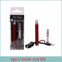 Ego-C Twist Blister Kits E CIG 1.6ML EGO CE4 Atomizer EGO C Twist Batteri E Cigarett 1100mAh 900mAh 650mAh Justerbar spänning 3.2V till 4,8V