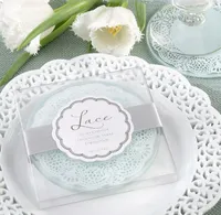 레이스 디자인 웨딩 선물에 새로운 도착 유리 컵 받침 하나의 패키지 결혼식 기념품 파티 유리 컵 2pcs