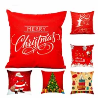 Adornos navideños calientes para el hogar 1pcs reno funda de almohada de yute Funda Merry Christmas Square lino Kerst Noel