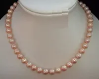 SPEDIZIONE GRATUITA ** 9-10 MM natural pink south sea Pearl Necklace 18inch 14K GOLD CLASP