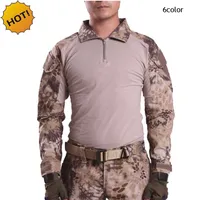 Groothandel Esdy Outdoor Merk Camouflage Lange Mouw Frog Pak Mannen Tops Tactische Tool Lading T-shirt Leger Military Combat Tee 7 Kleur