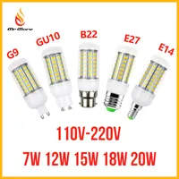 SMD5730 E27 GU10 B22 E14 G9 LED-lampor 7W 12W 15W 18W 220V 110V 360 Vinkel SMD Bulb LED Corn Light 24LED