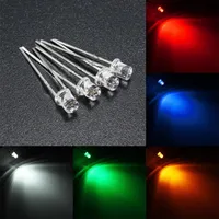 10pcs 3mm/5mm Flat Top Water Clear LED Emitting Diodes Light Assortment Lamp DIY 5 Color White Yellow Red Blue Green