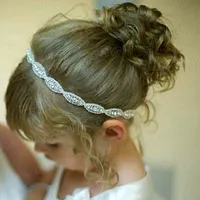 Hot Flower Girl Hairband Rhinestone Bridal Bruiloft Hoofdbanden Crystal Ribbon Tie Backs Kid's Birthday Party Kids Formal Wear Hair Accessoire