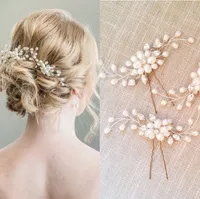 2022 Hair Jewery Elegante Parels Haarspelden voor Bruids Shiny Beaded Wedding Accessoires Haarklemmen 2 stks te koop Tocado Novia Pelo