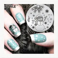 Wholesale- YZWLE Flower Christmas Vintage Pattern Stamping Nail Art Image Plate 5.6cm Stainless Steel Template Polish Manicure Stencil Tool