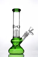 Oil rigs recycler glass bongs water pipes hookahs dab heady beaker percolator concentrate bong pipe 14 mm joint 10 inches tall black green