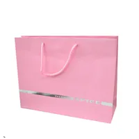 Bolsas de regalo personalizadas impresas en bolsas de papel de alta calidad con asas de estampado de lámina (plata / oro) bolsas de envasado para compras mate o brillante