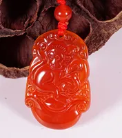 Cinzeladura feito a mão do macaco rico da ágata vermelha natural (zodíaco de 12 chineses). Pingente de colar pingente