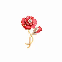 새로운 빨간 양귀비 꽃 옷깃 핀 여성을위한 브로치 Jogos Vorazes 라인 석 브로치 웨딩 플라워 브로치 꽃다발 X1623