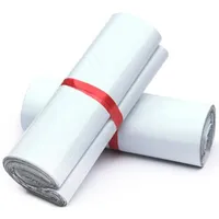 10x19cm Polietileno blanco envío plástico bolsas de embalaje productos correo por Courier almacenamiento suministros correo autoadhesivo paquete bolsa Lote
