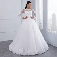 Two Pieces Ball Gown Wedding Dresses New Detachable train Lace Appliques Pearls Bridal Gowns Crystal Sashes Vestido De Novias