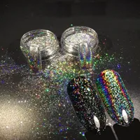 2 ADET 0.2g Glitter Bukalemun Holografik Nail Art Toz Unicorn Sihirli Ayna Krom Toz Çivi İpuçları Dekorasyon için