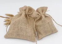 9.5 * 14.5 cm Biancheria in lino in lino naturale sacchetti con coulisse in lino naturale Juta Biancheria Bango Bundle Corda