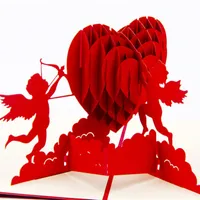 Creative Valentine&#039;s Day Heart Greeting Cards 3D Pop Up Kirigami Origami Wedding Invitations Festive Party Supplies