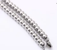 Pure Handmade Jewelry Stainless Steel men&#039;s Boys women Fashion Necklace Solid Ball Bead chain silver tone 6mm /8mm/4mm wide choose