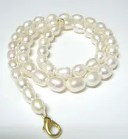 10pcs/lot White Rice Freshwater Pearl Fashion Necklace Lobster Clasp 16inch For DIY Craft Jewelry Gift P1