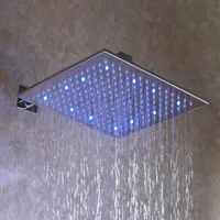 Cabezal de ducha de precipitación LED de 12 pulgadas, cromo cuadrado (D003-2)