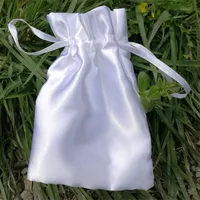 Witte zijde vlek sieraden cadeau tas 7x9cm 8x10cm 9x12cm 10x15cm pack van 100 partij snoep gunstzak aangepaste logo pouches