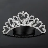 Princess Crown Comb Crystal Rhinestone Tiaras Crown Clip Hårtillbehör Hårnål för Bridal Girls Kids