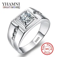 YHAMNI Classic Men Ring Set 6MM 1 Carat CZ Diamond Engagement Ring 925 Solid Silver Wedding Ring for Men Jewelry Wholesale RJ29N