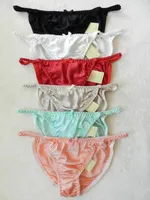 Yeni ince parçalar saf 100% ipek kadın dize bikini külot iç çamaşırı boyutu: S M L XL XXL (W26 "-41") L 6 adet / grup