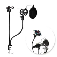 Freeshipping Professional Microphone Stand Mount Phone Holder with Clip for Karaoke MV Android IOS Mobile Phone Universal