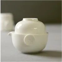 Fabryka bezpośrednio Sprzedaż White Porcelain Travel Herbata Zestaw jeden garnek i jeden kubek Łatwy do picia Herbata Oolong T106