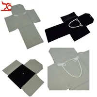 Vente d'usine de haute qualité pliable gris noir velours affichage de bijoux pendentif médaillons de rangement pochette collier chaîne de Noël sac de rouleau