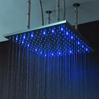 Banyo Aksesuarları 24 Inç 600x600 Yağış LED Duş Başlıkları Çok Renkli Değişim Otomatik Tavan Yağmur Sprey Duş LED Işık Ile
