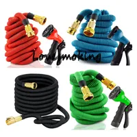 75ft 100ft Expandable Magic Flexible Garden Hose copper ends natural latex Car Water Hose Pipe Plastic Hoses To Watering With Spray Gun