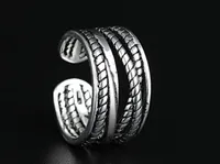 Nuevo con 925 anillo de plata coreano coreano doble nudo antiguo anillo de plata anillo de apertura personalidad