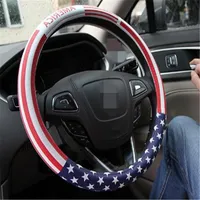 Stijlvolle stuurwielafdekking PU lederen autohoes voor stuurwiel USA National Flag Print Steering Wheel Covers Cars ATP210