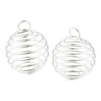 100Pcs DIY Silver Spiral Bead Cages Pendants Jewelry Findings Handmade Components,Jewelry Making Charms,15X14MM,25X20MM,30X25MM