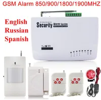 最高品質ロシア語/英語/スペイン語音声と手動GSMワイヤレスPIRホームセキュリティ盗難警報システム自動ダイヤルSMS呼び出し