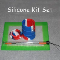 Silikonöl Wachs DAB Slicks Werkzeugkit mit 5 54 5-Zoll-Mat-Pad-Ölfass-Silikongläser für Wachs-Dabbing-Set