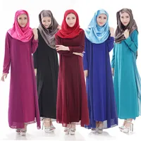 Muslim Robe For Women Long Sleeve Maxi Dress Plus Size Ethnic Clothing Abaya Sunday Clothes Hot Sale Chiffon Long Vestidos